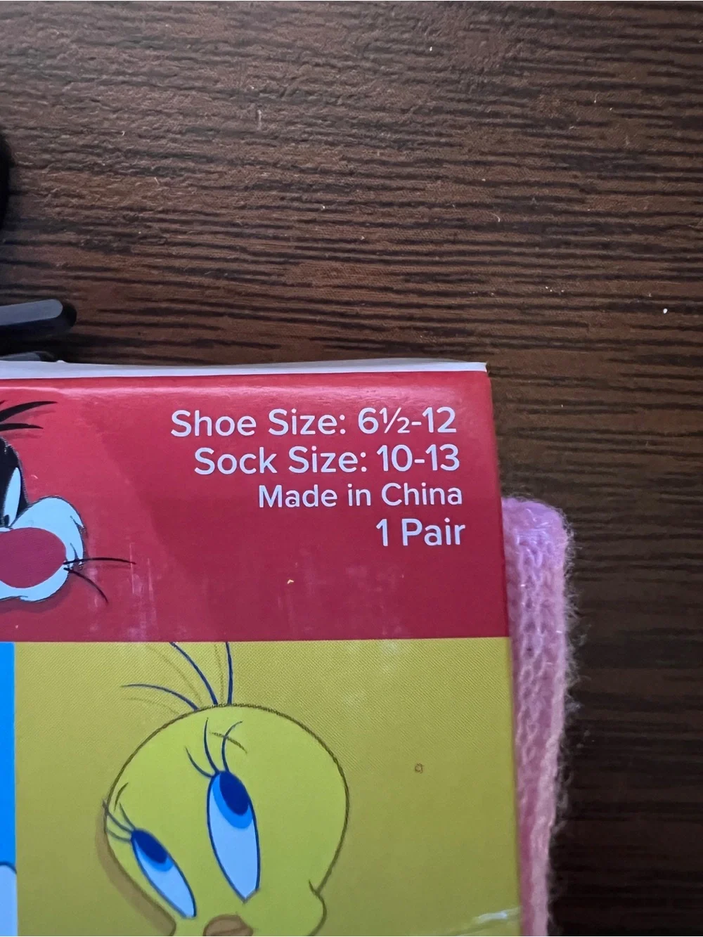 NWT Looney Tunes Tweety Bird Pink Socks - One Size